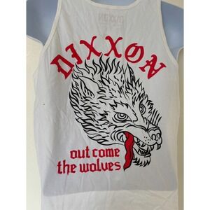Dixxon Company Tank Top Mens Large White Graphic Tee Wolves Gorp Core Hiking